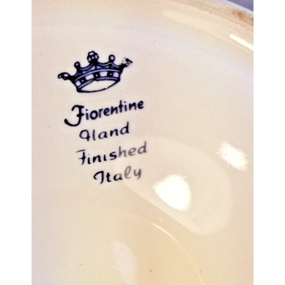 Vintage Fiorentine Italy Cobalt Blue Porcelain Covered Footed Trinket/Candy Bowl - Picture 5 of 9